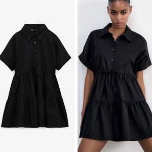 Black zara tiered dress